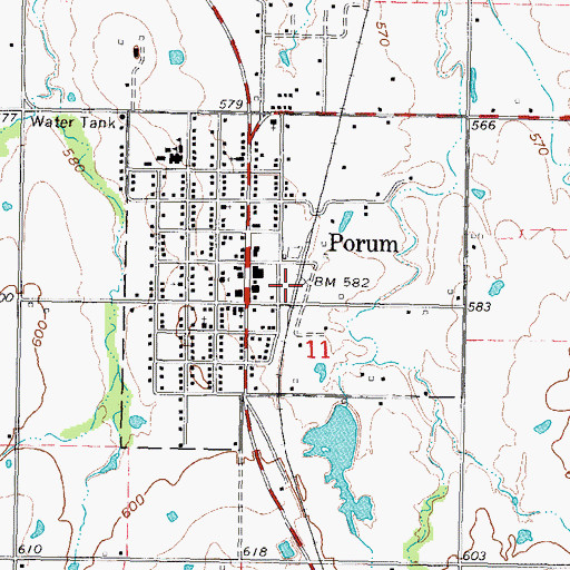 Topographic Map of Town of Porum, OK