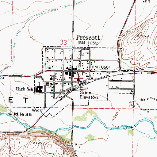 Topographic Map of City of Prescott, WA