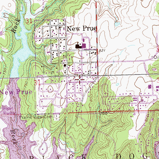 Topographic Map of Town of Prue, OK