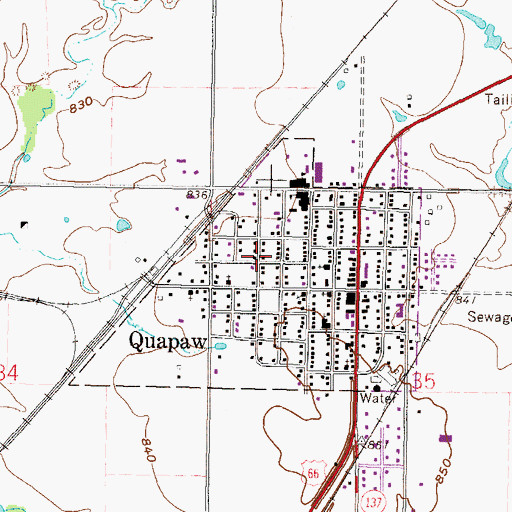 Topographic Map of Town of Quapaw, OK