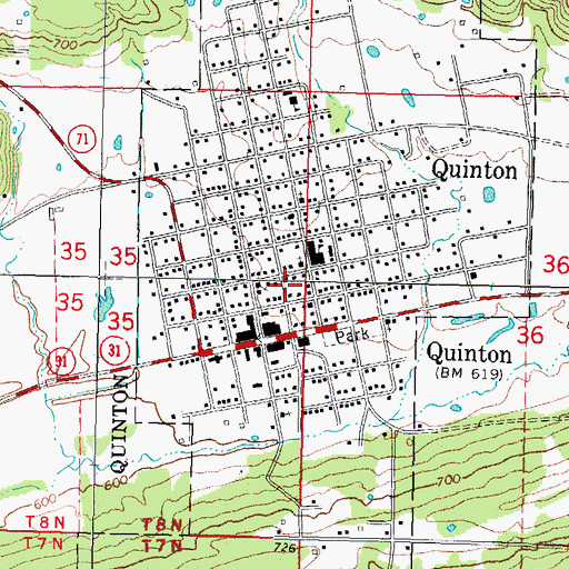 Topographic Map of Town of Quinton, OK