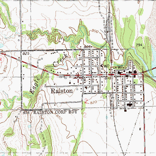 Topographic Map of Town of Ralston, OK