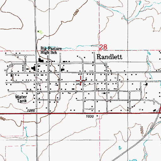 Topographic Map of Town of Randlett, OK
