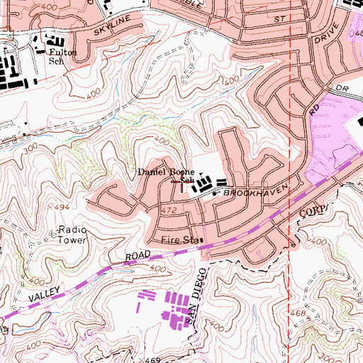 Topographic Map of Boone Elementary School, CA