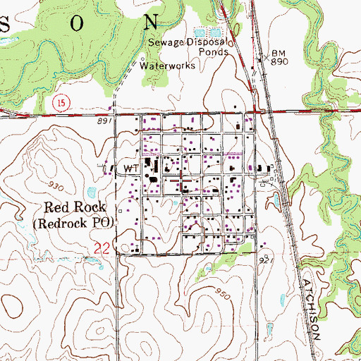 Topographic Map of Town of Red Rock, OK