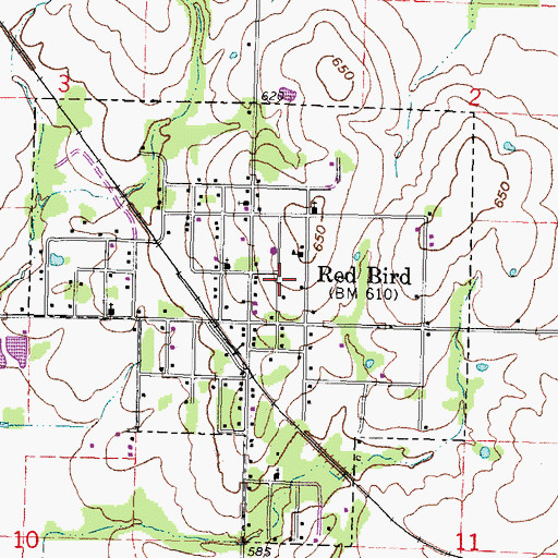 Topographic Map of Town of Redbird, OK