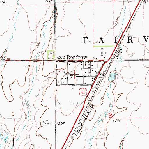 Topographic Map of Town of Renfrow, OK