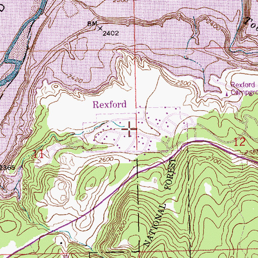 Topographic Map of Town of Rexford, MT