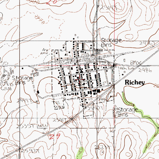 Topographic Map of Town of Richey, MT