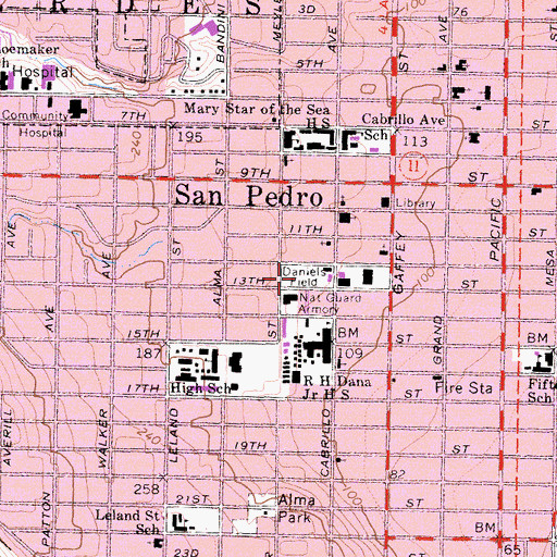 Topographic Map of Daniels Field, CA