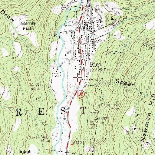 Topographic Map of Town of Rico, CO