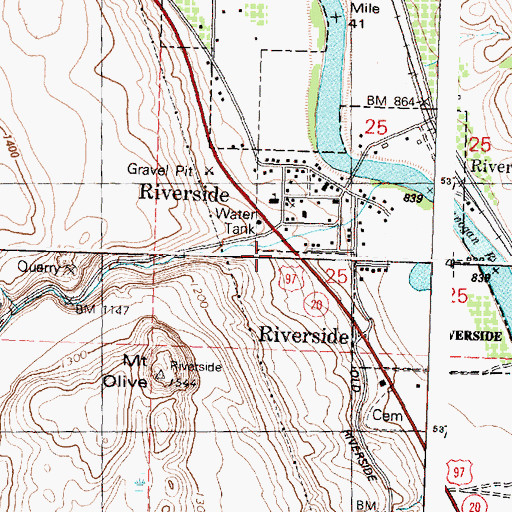 Topographic Map of Town of Riverside, WA