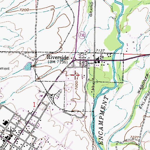 Topographic Map of Town of Riverside, WY