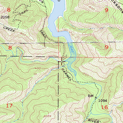 Topographic Map of Danish Creek, CA