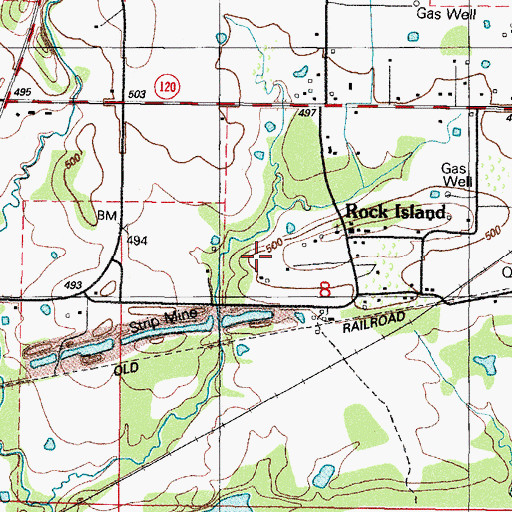 Topographic Map of Town of Rock Island, OK