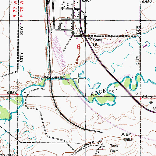 Topographic Map of Town of Rock River, WY
