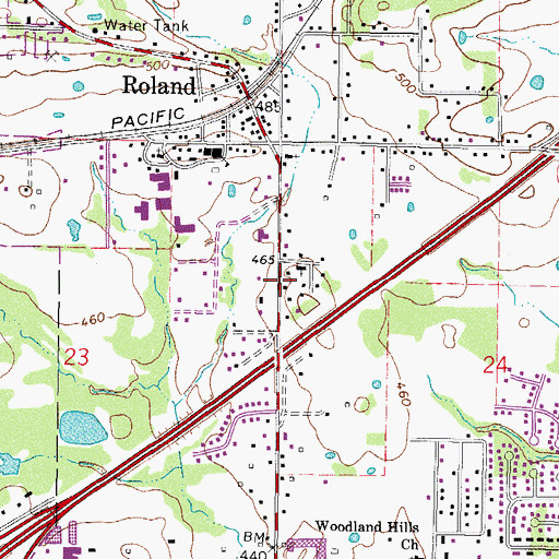 Topographic Map of Town of Roland, OK