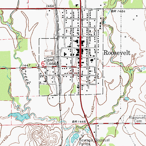 Topographic Map of Town of Roosevelt, OK