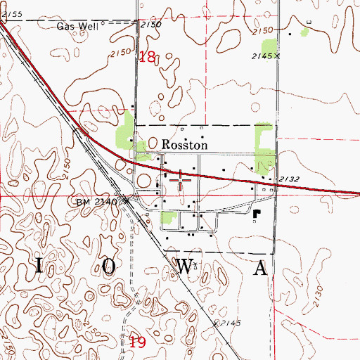 Topographic Map of Town of Rosston, OK