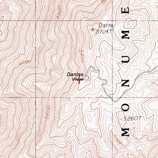 Topographic Map of Dantes View, CA