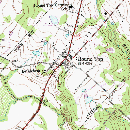 Topographic Map of Town of Round Top, TX