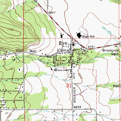 Topographic Map of Town of Rye, CO