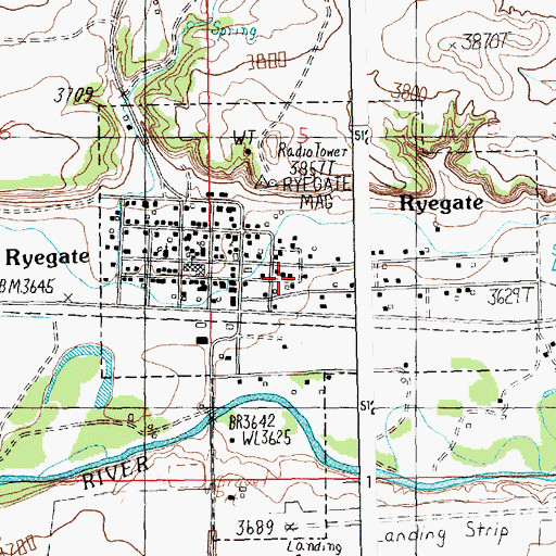 Topographic Map of Town of Ryegate, MT