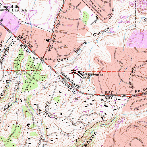 Topographic Map of Dapplegray School, CA