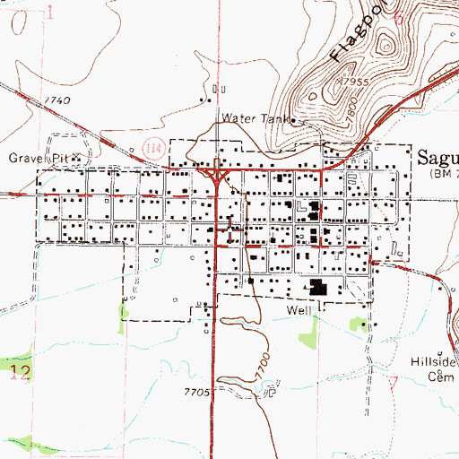 Topographic Map of Town of Saguache, CO