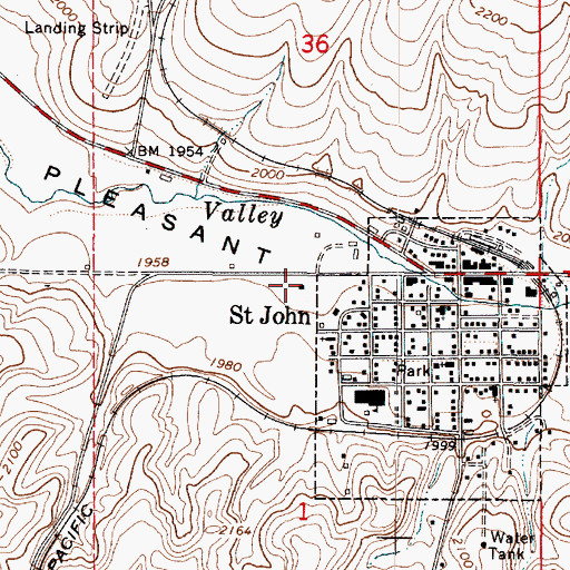 Topographic Map of Town of Saint John, WA