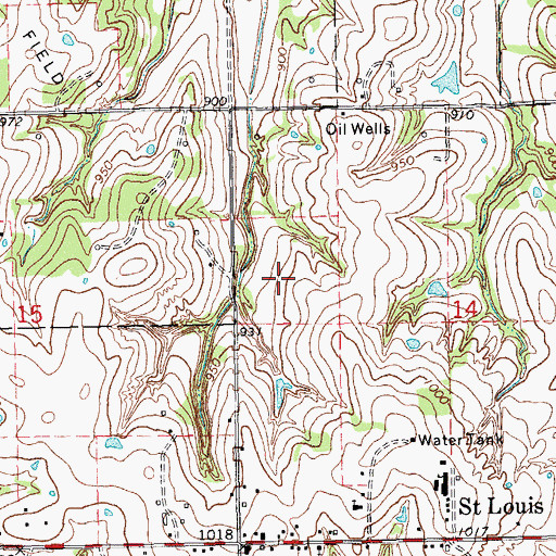 Topographic Map of Town of Saint Louis, OK