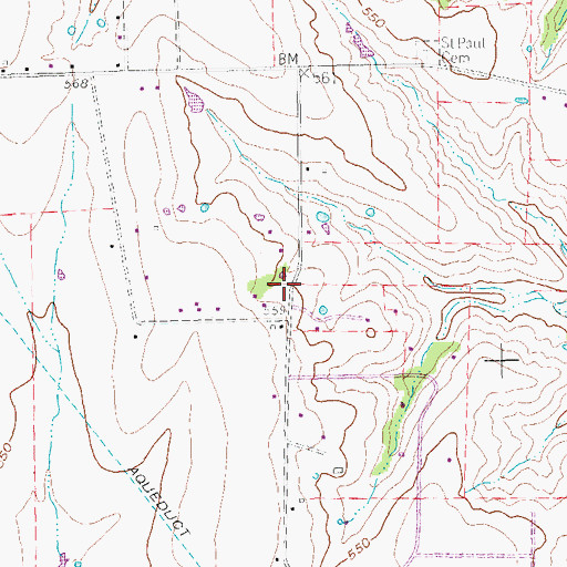 Topographic Map of Town of Saint Paul, TX