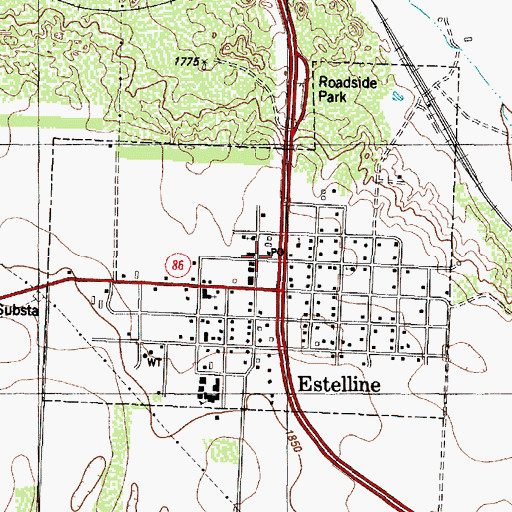 Topographic Map of Town of Estelline, TX