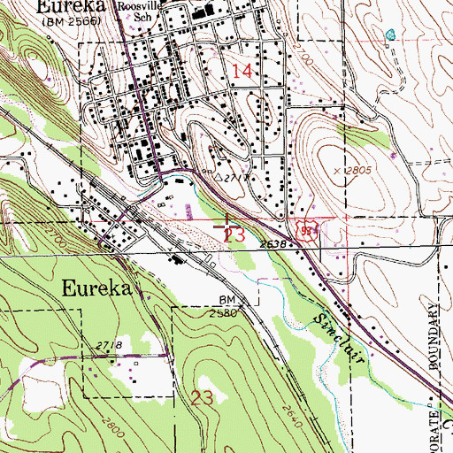 Topographic Map of Town of Eureka, MT