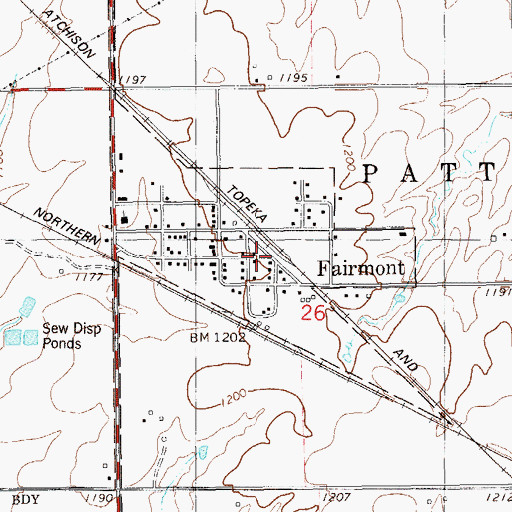 Topographic Map of Town of Fairmont, OK
