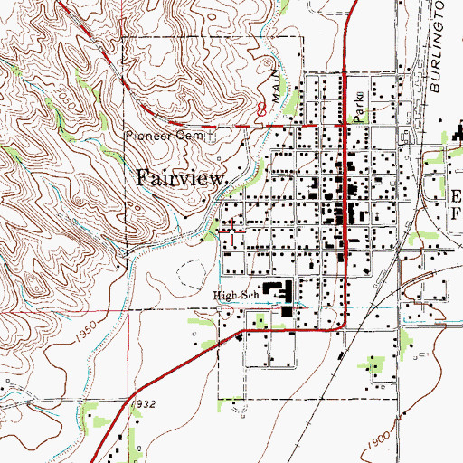 Topographic Map of Town of Fairview, MT