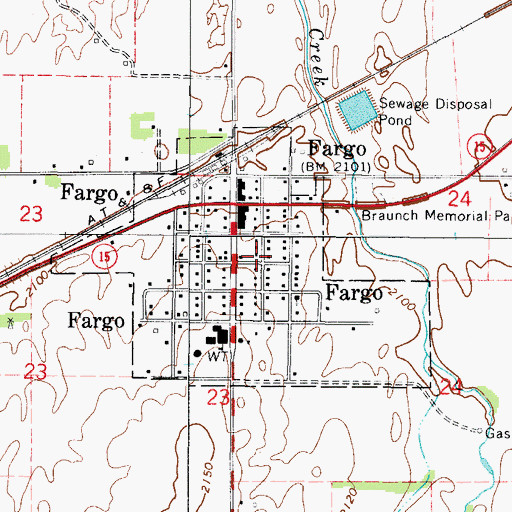 Topographic Map of Town of Fargo, OK
