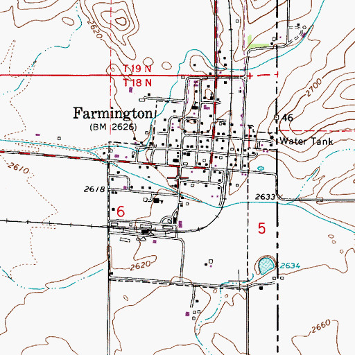 Topographic Map of Town of Farmington, WA