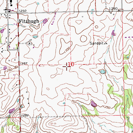 Topographic Map of Town of Fitzhugh, OK