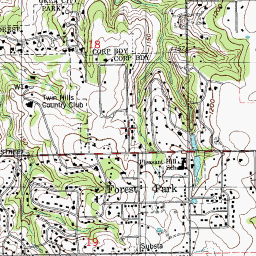 Topographic Map of Town of Forest Park, OK