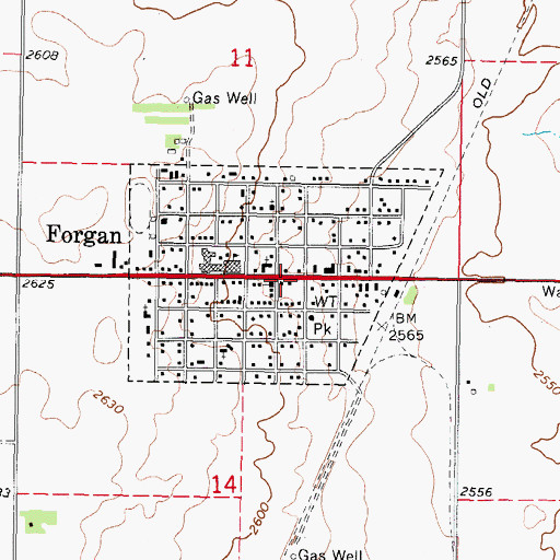 Topographic Map of Town of Forgan, OK