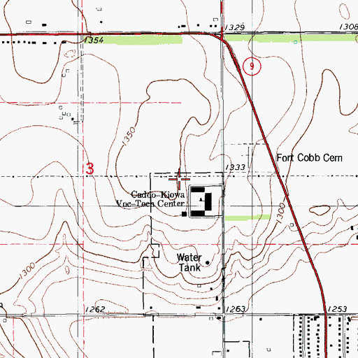 Topographic Map of Town of Fort Cobb, OK