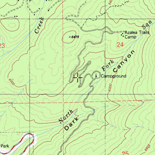 Topographic Map of Dark Canyon Camp, CA
