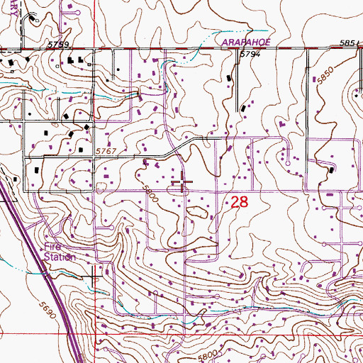 Topographic Map of Town of Foxfield, CO