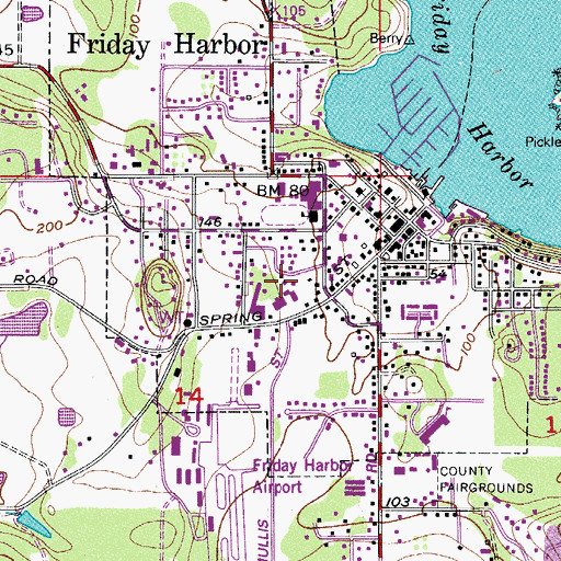 Topographic Map of Town of Friday Harbor, WA