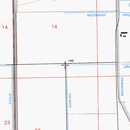 Topographic Map of Darling Drain, CA