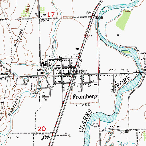 Topographic Map of Town of Fromberg, MT