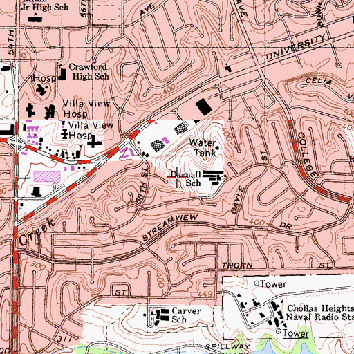 Topographic Map of Darnall Elementary School, CA