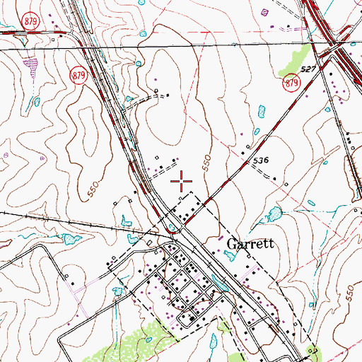 Topographic Map of Town of Garrett, TX