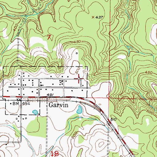Topographic Map of Town of Garvin, OK